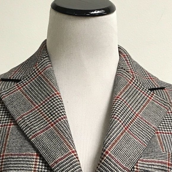 Brooks Brothers black red plaid blazer jacket wool silk lined 6 Petite classic - Picture 2 of 4